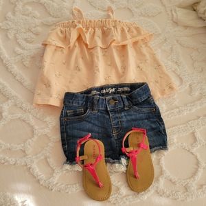 Girls Outfit 3 Piece 2T Shorts Sandles Top